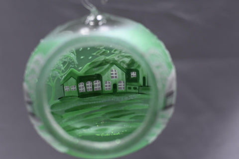 Green Glass Terrarium Candle Holder  - White Cabins