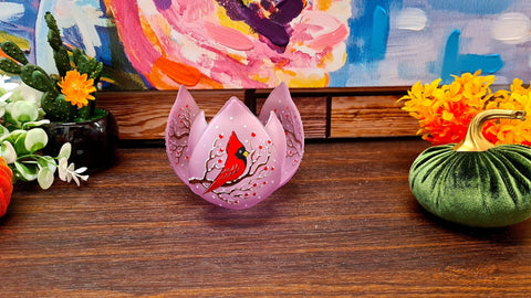 Lotus Blossom Glass Candle Holder