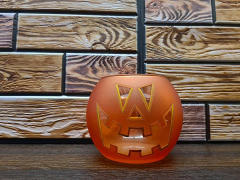 Jack-O'-Lantern  Glass Candle Holder