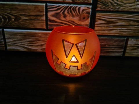 Jack-O'-Lantern  Glass Candle Holder