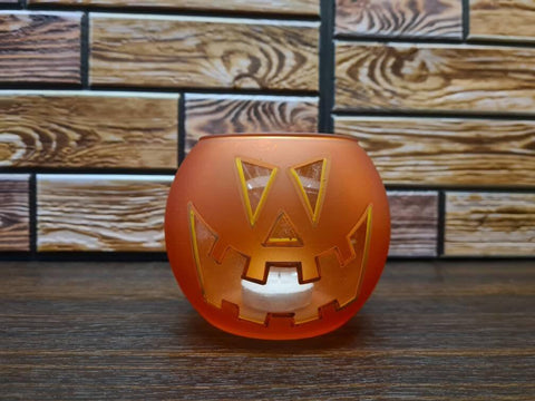 Jack-O'-Lantern  Glass Candle Holder