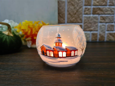 Frosted Glass  Candle Holder - Brown Cathedral - Multiple Sizes