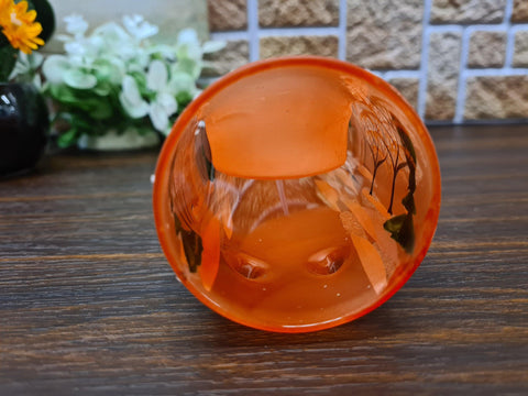 Orange Glass Double  Candle Holder  - White Cabins Yule Log Style