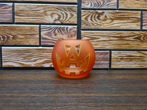 Jack-O'-Lantern  Glass Candle Holder