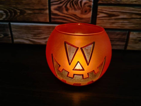 Jack-O'-Lantern  Glass Candle Holder