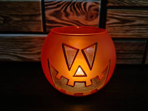 Jack-O'-Lantern Glass Candle Holder