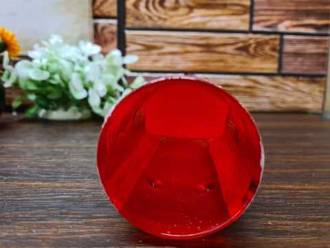 Red Glass Quad Candle Holder  - Brown Church Yule Log Style