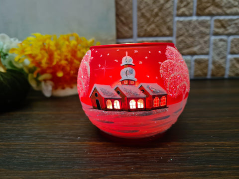 Red Glass Candle Holder - Brown Cathedral - Multiple Sizes