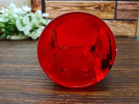 Red Glass Quad Candle Holder - White Cabins Yule Log Style