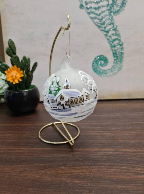 Glass Ornament Winter Cottage