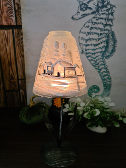 Frosted Glass Lamp Candle Holder - White Cabins