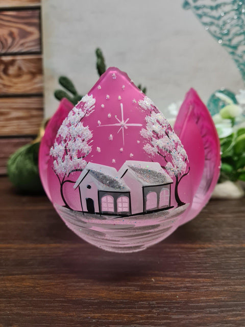 Lotus Blossom Glass Candle Holder