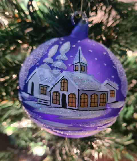 Glass Ornament Winter Cottage