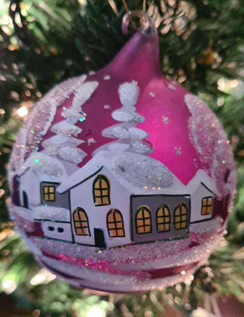 Purple Blown Glass Ornament - Handcrafted - White Cabins Design