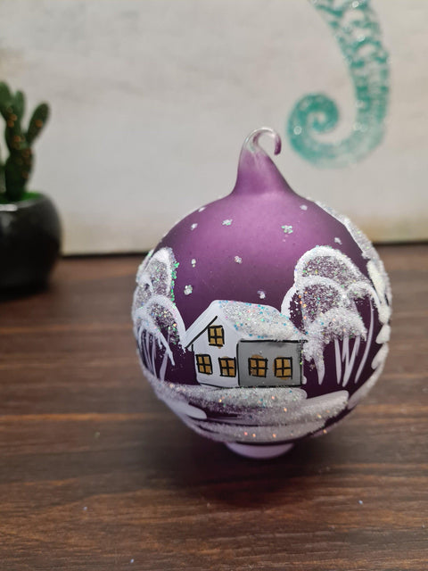 Purple Blown Glass Ornament - Handcrafted - White Cabins Design