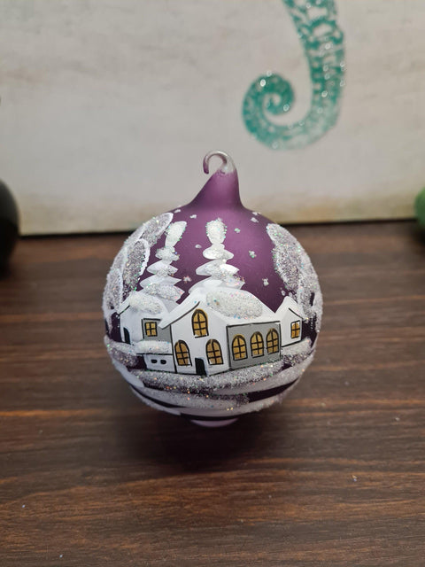 Glass Ornament Winter Cottage