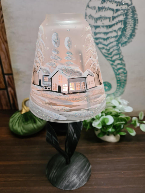 Frosted Glass Lamp Candle Holder - White Cabins