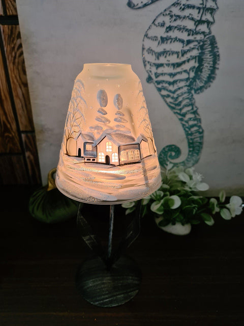 Frosted Glass Lamp Candle Holder - White Cabins