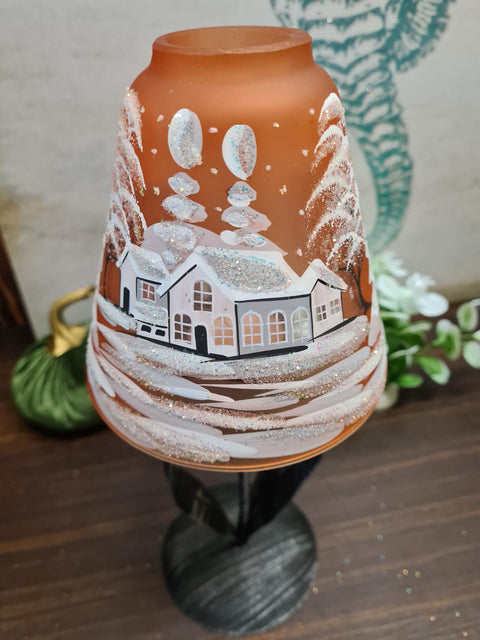 Orange Glass Lamp Candle Holder - White Cabins