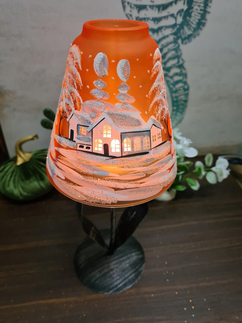 Orange Glass Lamp Candle Holder - White Cabins