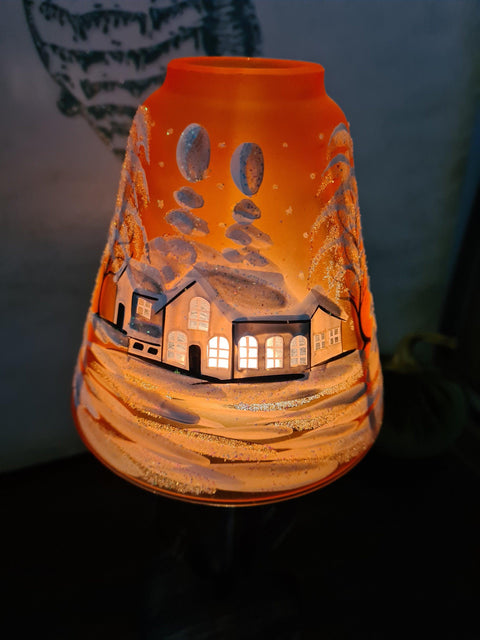 Orange Glass Lamp Candle Holder - White Cabins