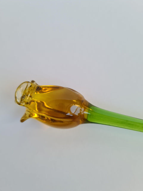 Amber Glass Rose - Handcrafted Short Stem Flower