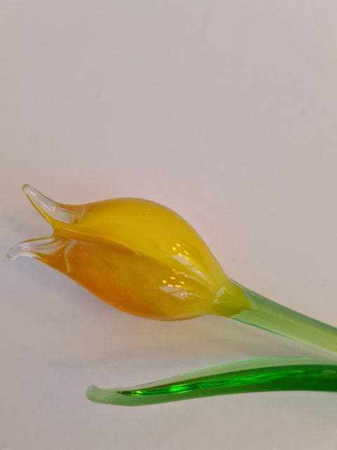 Glass Tulip - Yellow Tulip - Short Stem Tulip - Hand Made Glass - Murano Quality - Lampworking Tulip - Forever Tulip - Single Tulip - Yellow