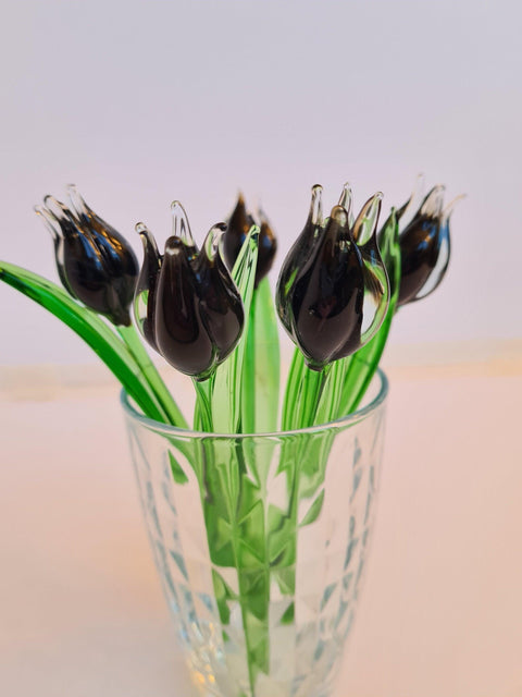 Short Stem Glass Flower Tulip