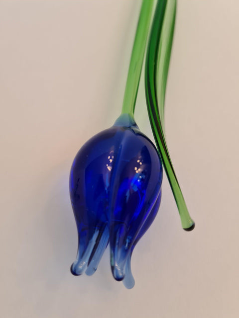 Blue Glass Tulip - Handcrafted Short Stem Flower