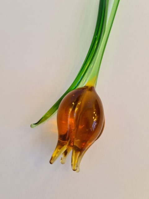 Amber Glass Tulip - Handcrafted Short Stem Flower