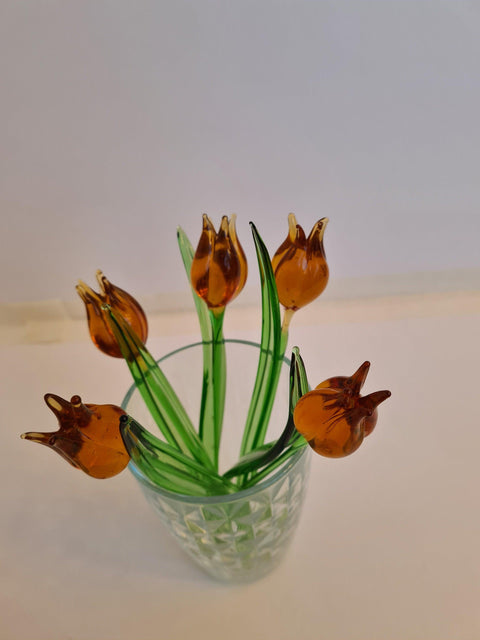 Short Stem Glass Flower Tulip