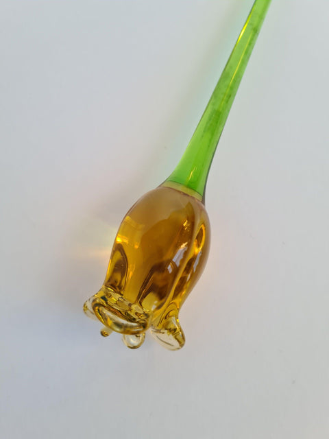 Amber Glass Rose - Handcrafted Short Stem Flower