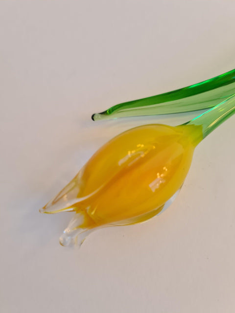 Glass Tulip - Yellow Tulip - Short Stem Tulip - Hand Made Glass - Murano Quality - Lampworking Tulip - Forever Tulip - Single Tulip - Yellow