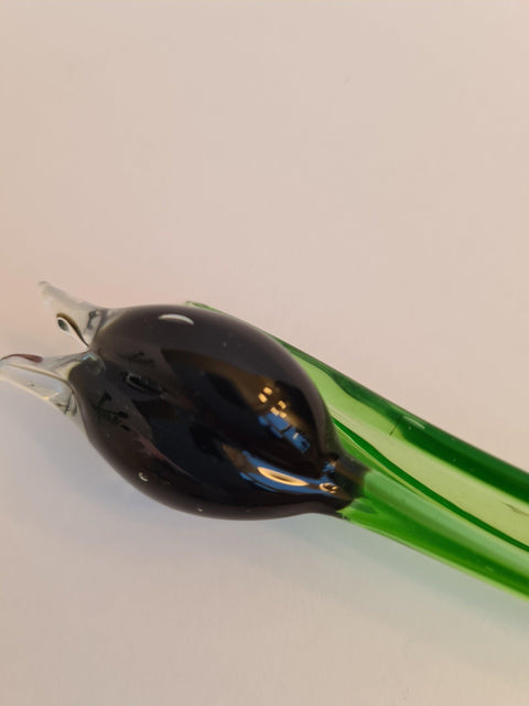 Black Glass Tulip - Handcrafted Short Stem Flower