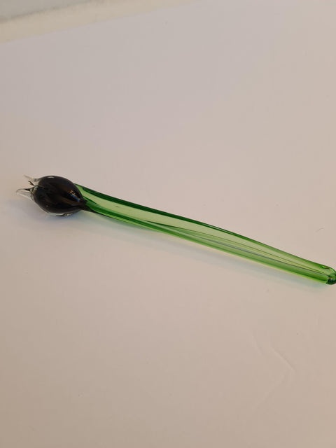 Black Glass Tulip - Handcrafted Short Stem Flower