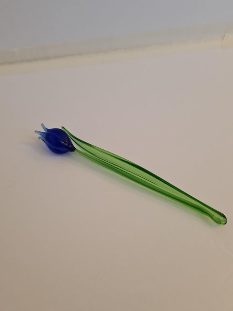 Blue Glass Tulip - Handcrafted Short Stem Flower