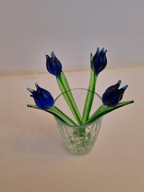 Short Stem Glass Flower Tulip