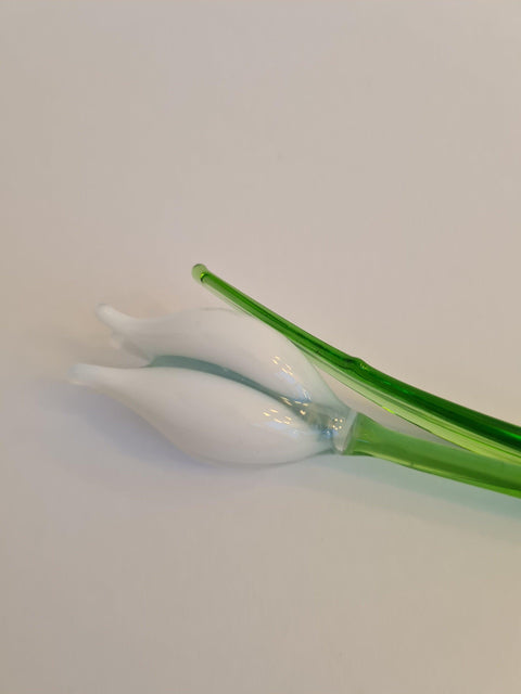 White Glass Tulip - Handcrafted Short Stem Flower