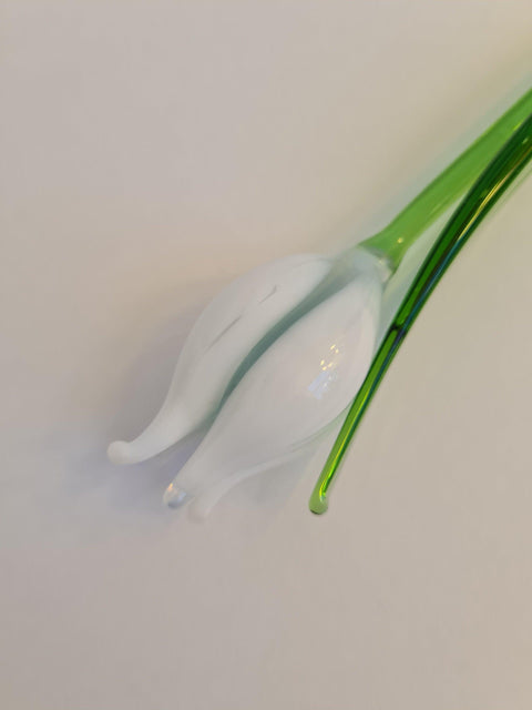 White Glass Tulip - Handcrafted Short Stem Flower