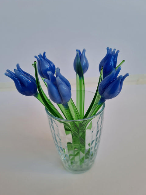 Short Stem Glass Flower Tulip