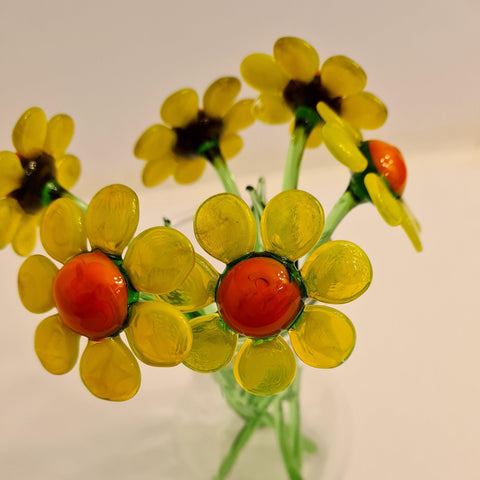 Yellow Glass Daisy - Handcrafted Short Stem Flower