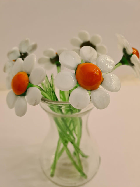 White Glass Daisy - Handcrafted Short Stem Flower