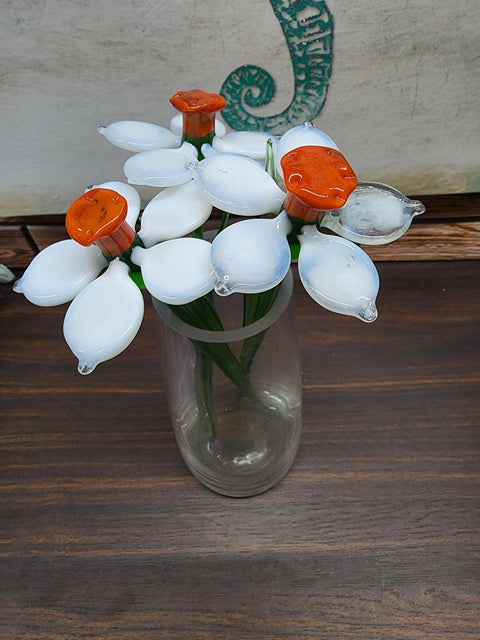 White Glass Daffodil - Handcrafted Long Stem Flower