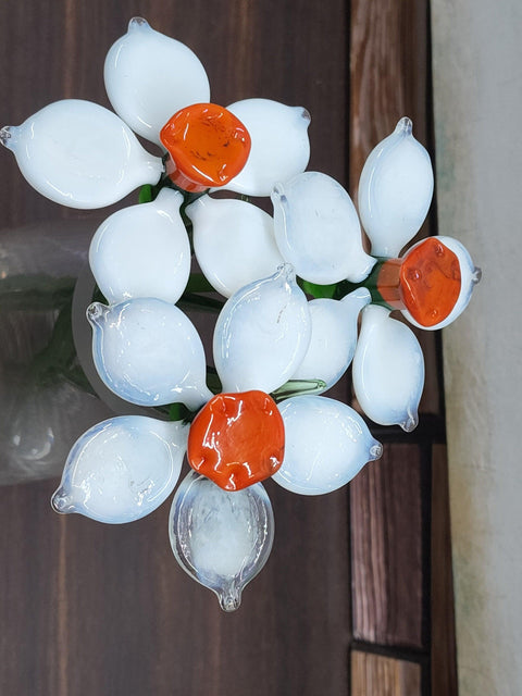 White Glass Daffodil - Handcrafted Long Stem Flower