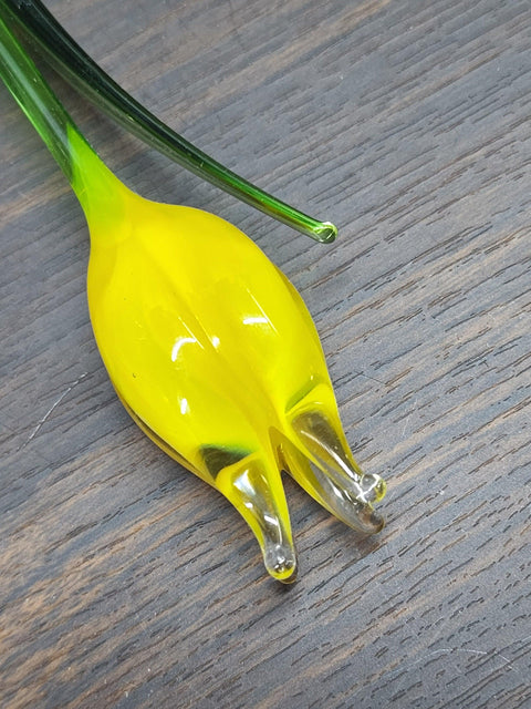 Yellow Glass Tulip - Handcrafted Long Stem Flower