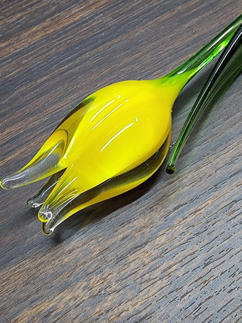 Yellow Glass Tulip - Handcrafted Long Stem Flower