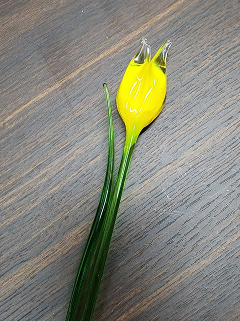 Yellow Glass Tulip - Handcrafted Long Stem Flower