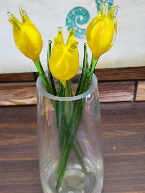 Long Stem Glass Flower Tulip