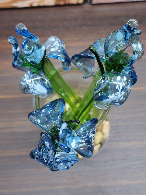 Blue Glass Iris - Handcrafted Short Stem Flower