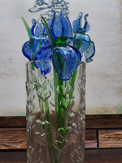 Blue Glass Iris - Handcrafted Long Stem Flower